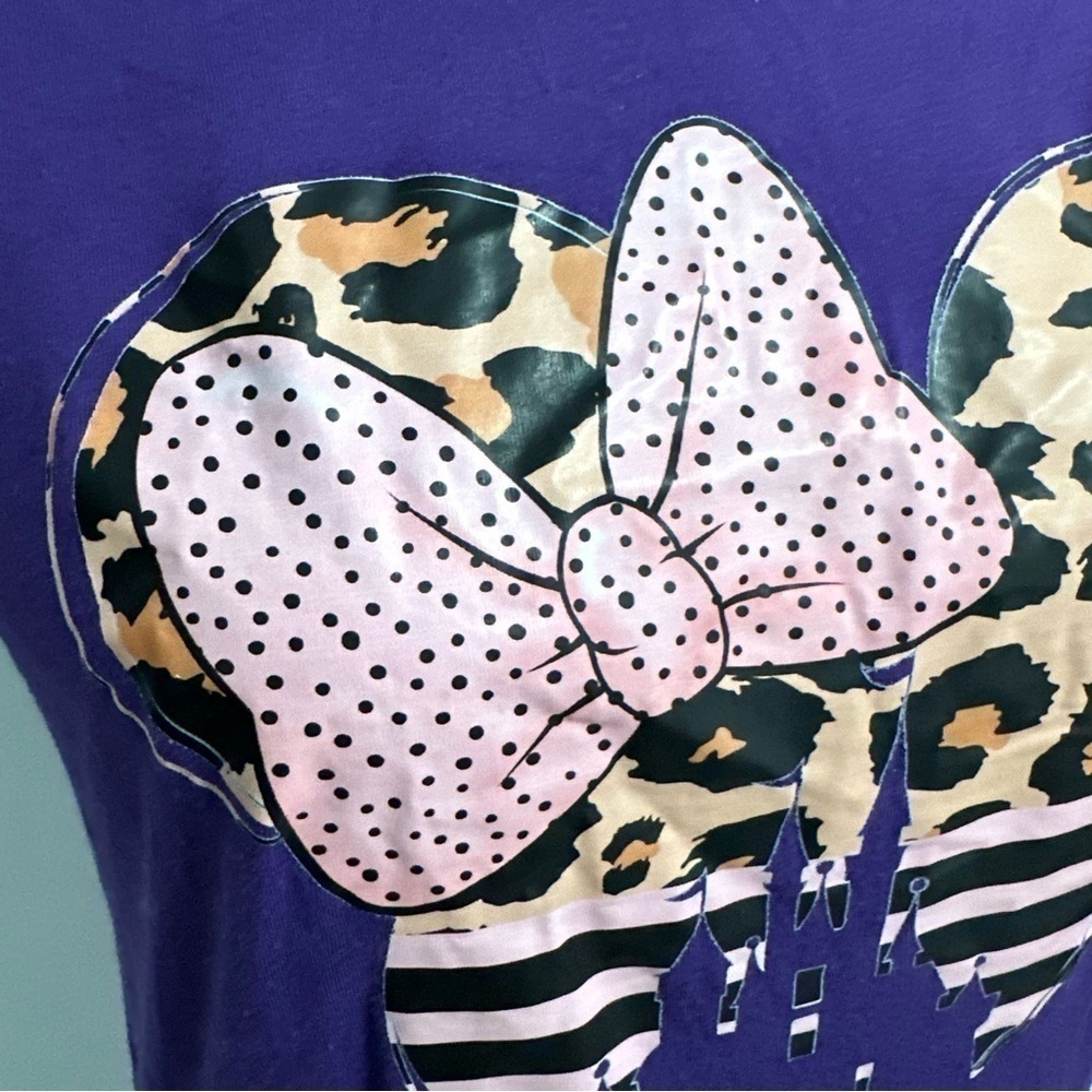 Disney Minnie Mouse Leopard disney castle  Bella Canvas T-Shirt size small - Picture 3 of 9